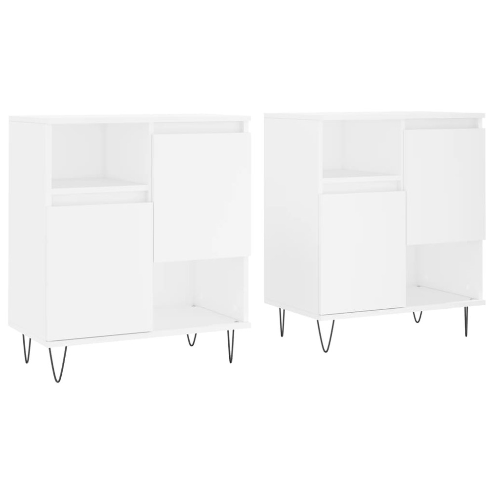 Buffet bahut commode armoire meuble de rangement organisateur cuisine salle de séjour salons lot de 2 bois d'ingénierie blanc