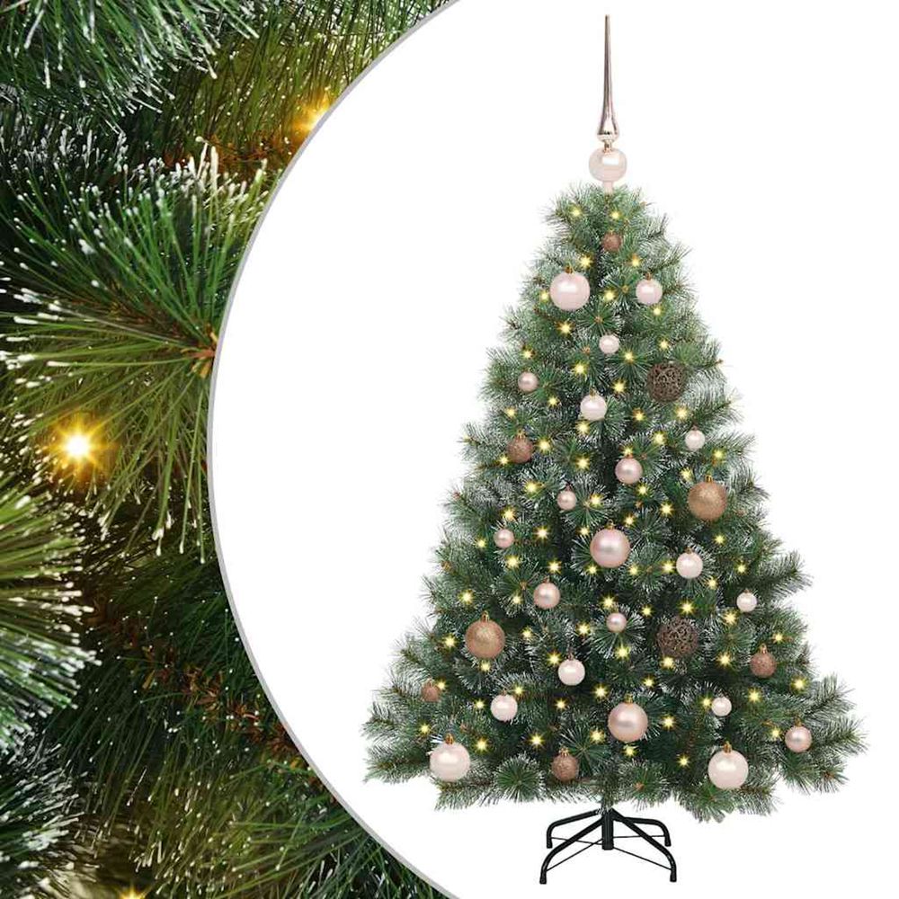 Sapin de noël artificiel avec 150 led vert 120 cm pe et pvc
