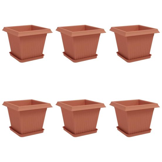 Pots de plantes 6 pc rouge brique plastique