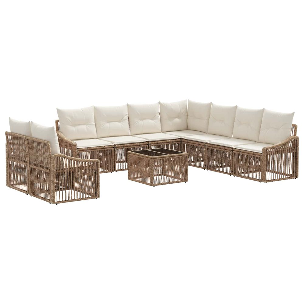 Ensemble de canapé de jardin 10 pc beige polyrotin