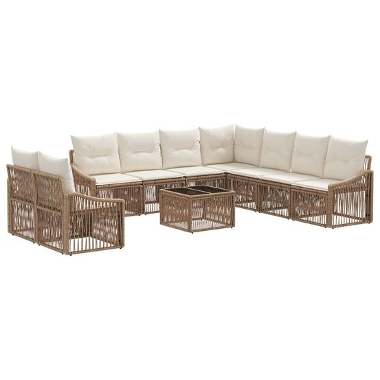 Ensemble de canapé de jardin 10 pc beige polyrotin