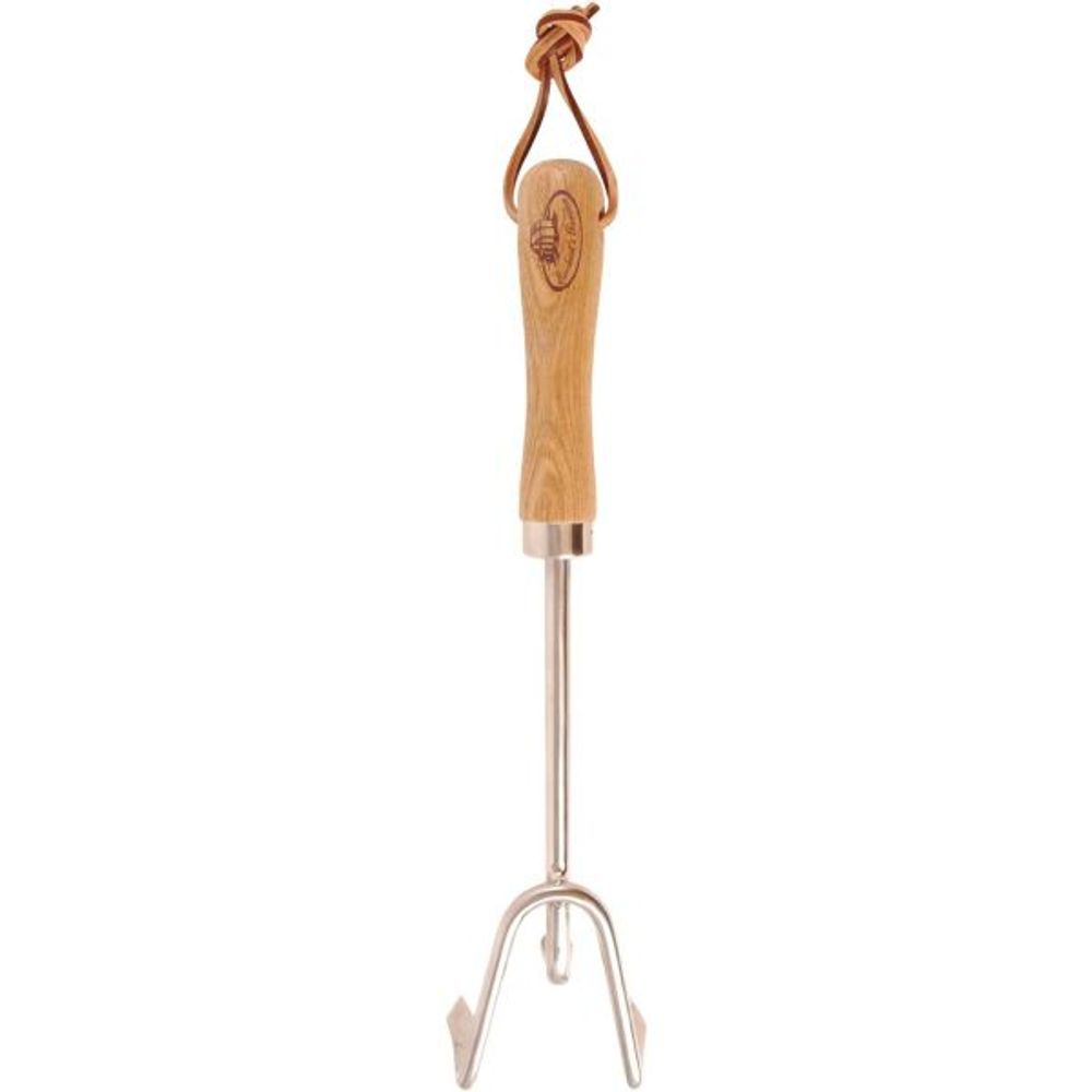 Râteau à main en acier inoxydable et bois de frêne