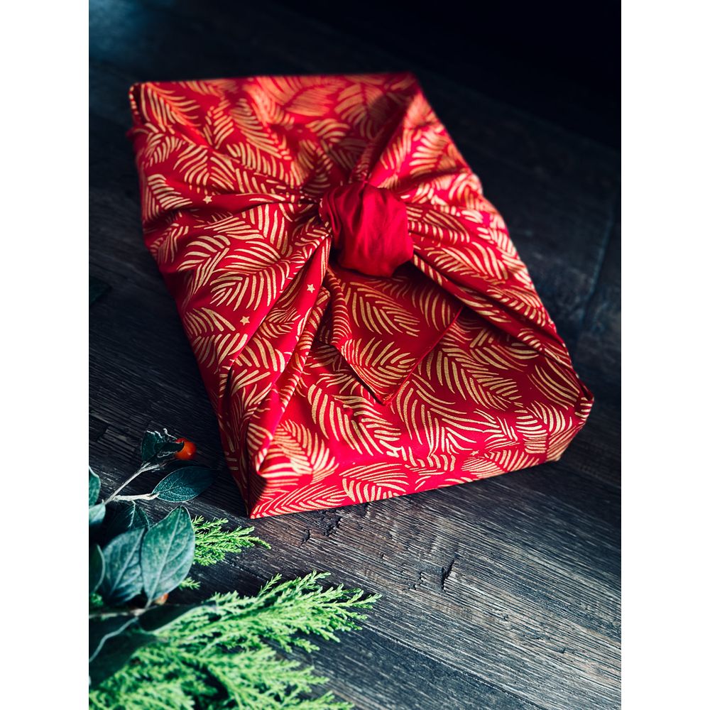 Emballage Furoshiki Sous les étoiles en rouge coquelicot (taille m)