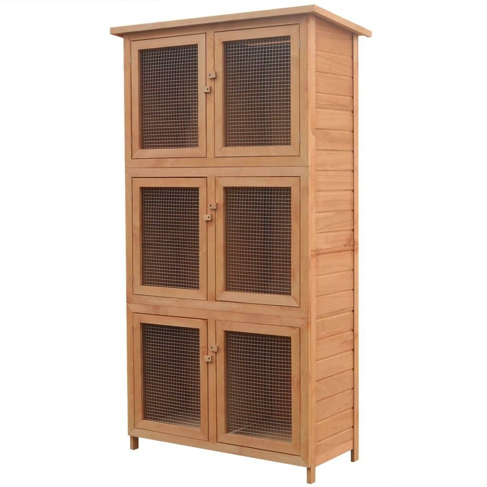 Cage pour animaux 6 compartiments 55,6 x 32 x 24,9 cm bois