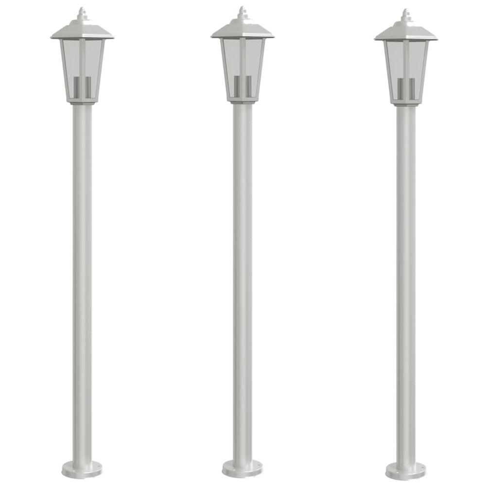 Lampadaires d'extérieur 3 pcs argenté 120 cm acier inoxydable