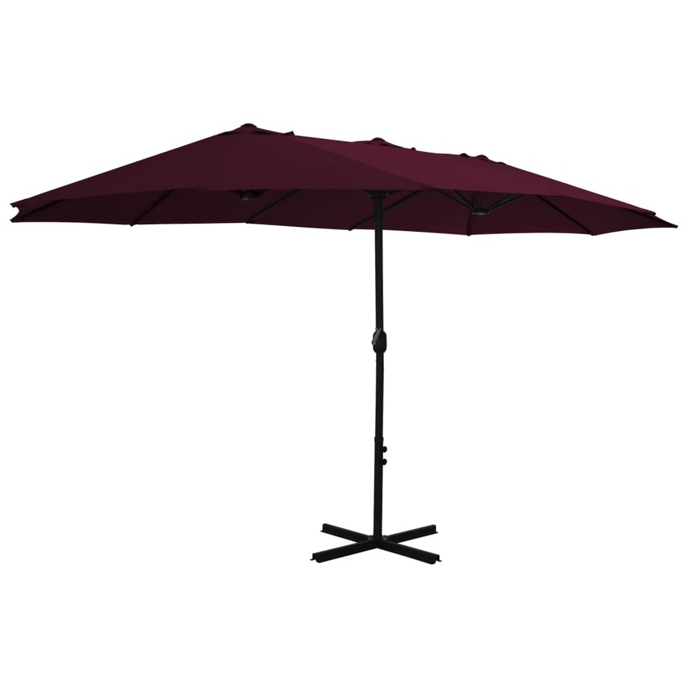 Parasol d'extérieur avec mât en aluminium rouge bordeaux