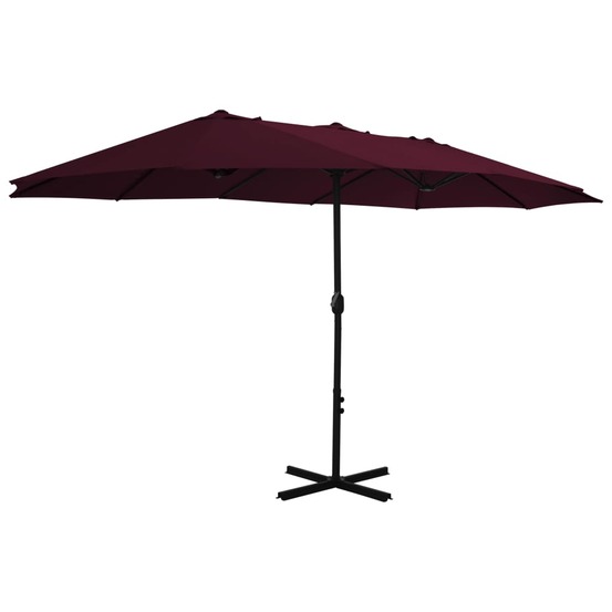 Parasol d'extérieur avec mât en aluminium rouge bordeaux