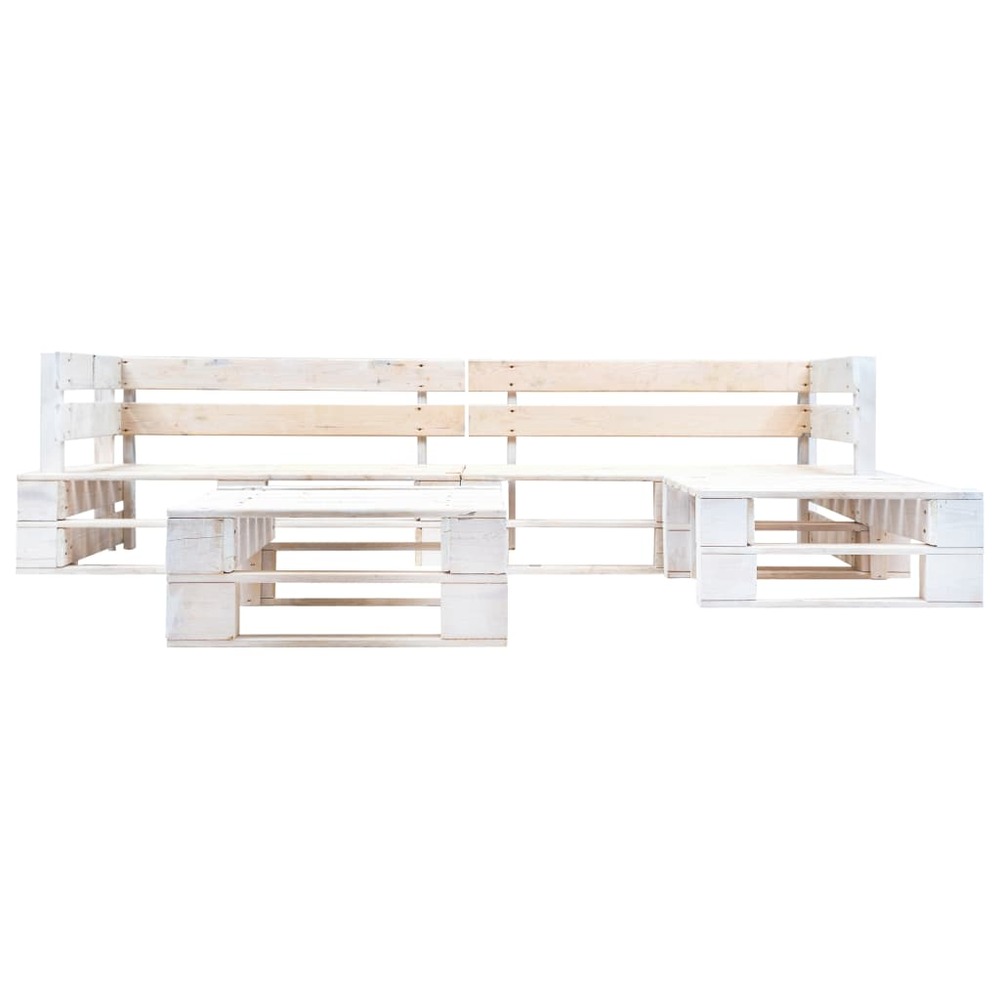 Salon de jardin palette 4 pcs bois blanc