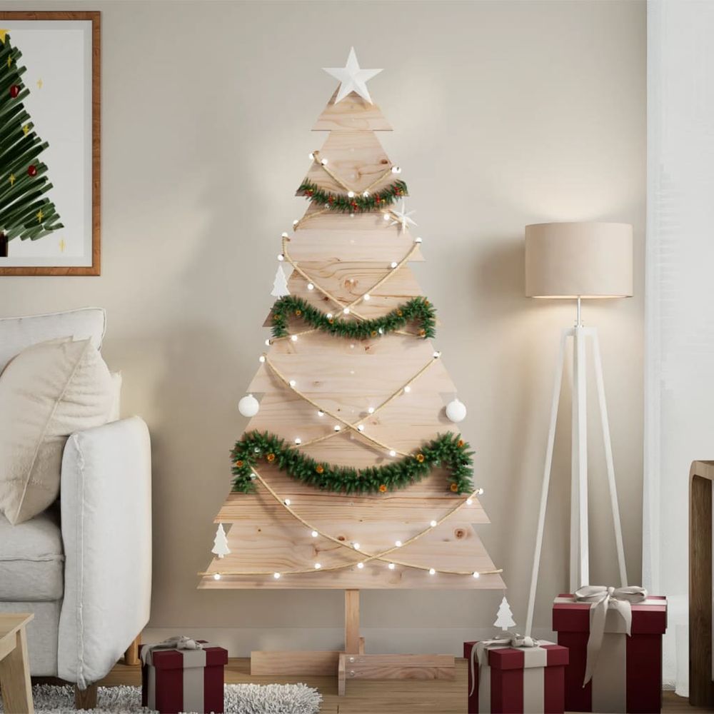 Sapin de noël en bois pin massif décoration intérieure 150 cm naturel