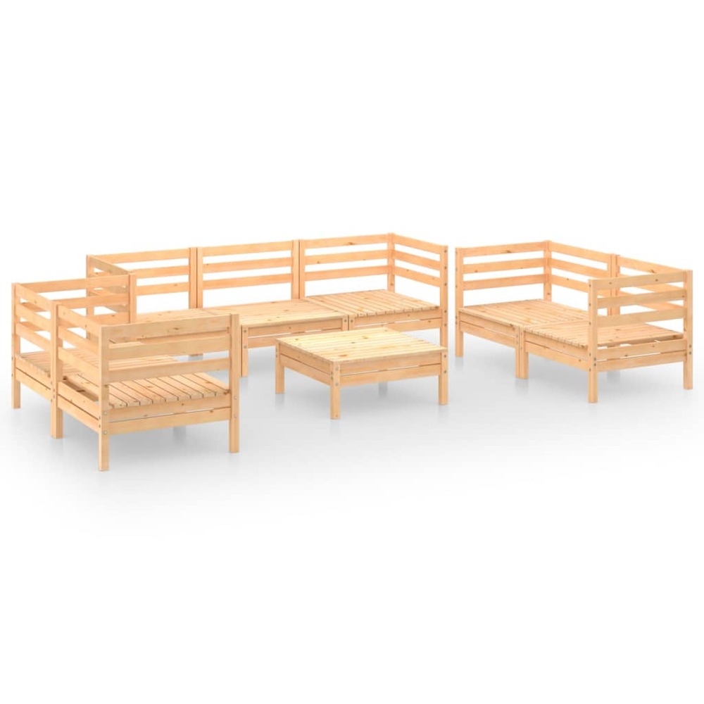 Salon de jardin meuble d'extérieur ensemble de mobilier 8 pièces bois de pin massif