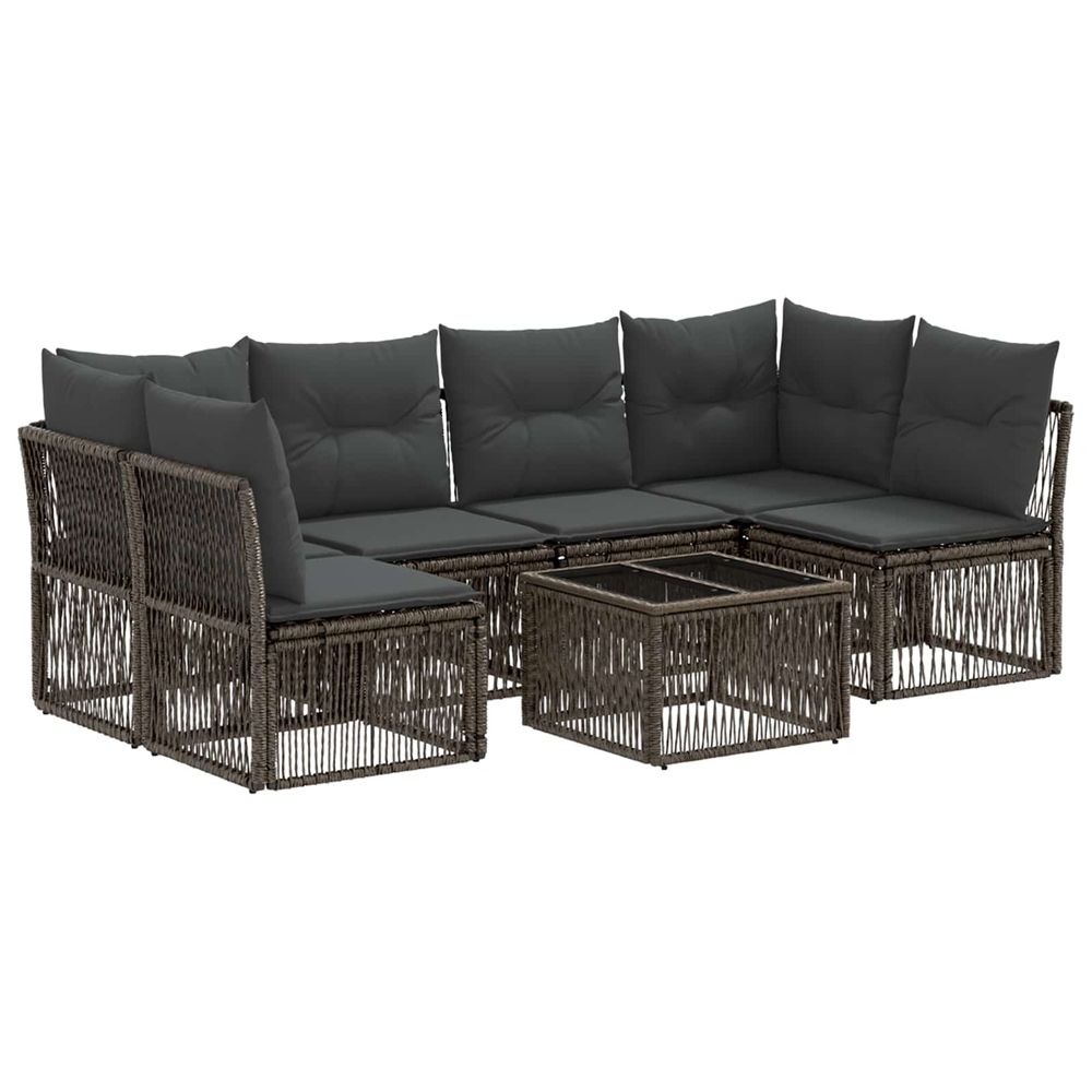 Ensemble de canapé de jardin 7 pc gris polyrotin