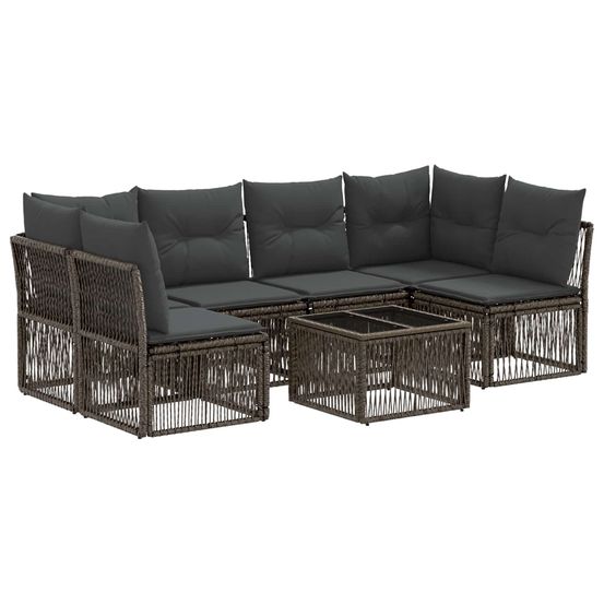 Ensemble de canapé de jardin 7 pc gris polyrotin