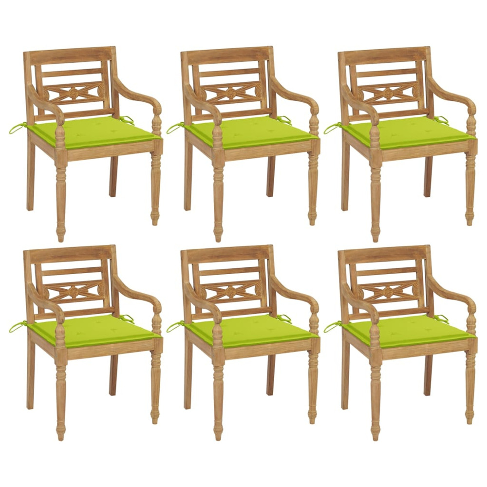 Chaises batavia avec coussins lot de 6 bois de teck solide