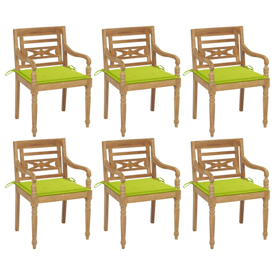 Chaises batavia avec coussins lot de 6 bois de teck solide