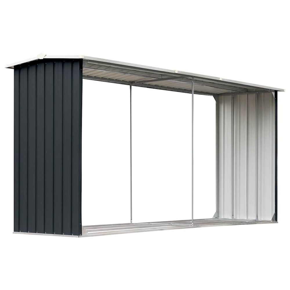 Abri de stockage à bois acier galvanisé 330x92x153cm anthracite