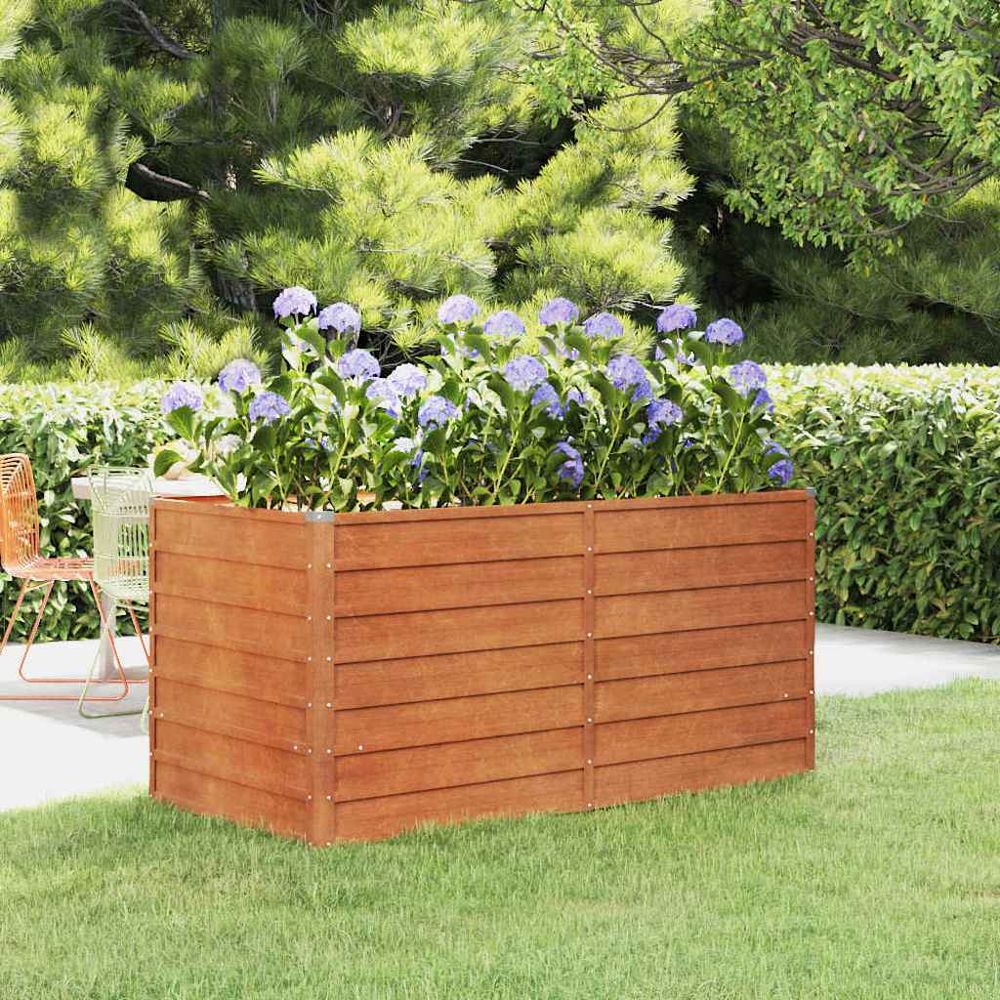 Jardinière haute en acier corten pour balcon et terrasse 160x80x77cm