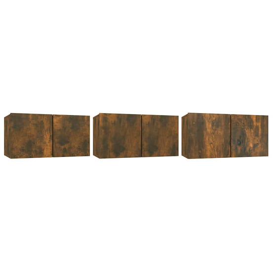 Ensemble meuble tv montage mural 3 pcs marron bois d'ingénierie