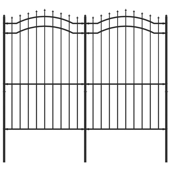 Clôture de jardin avec dessus en forme de lance, noire, 239 x 175 cm, acier thermolaqué