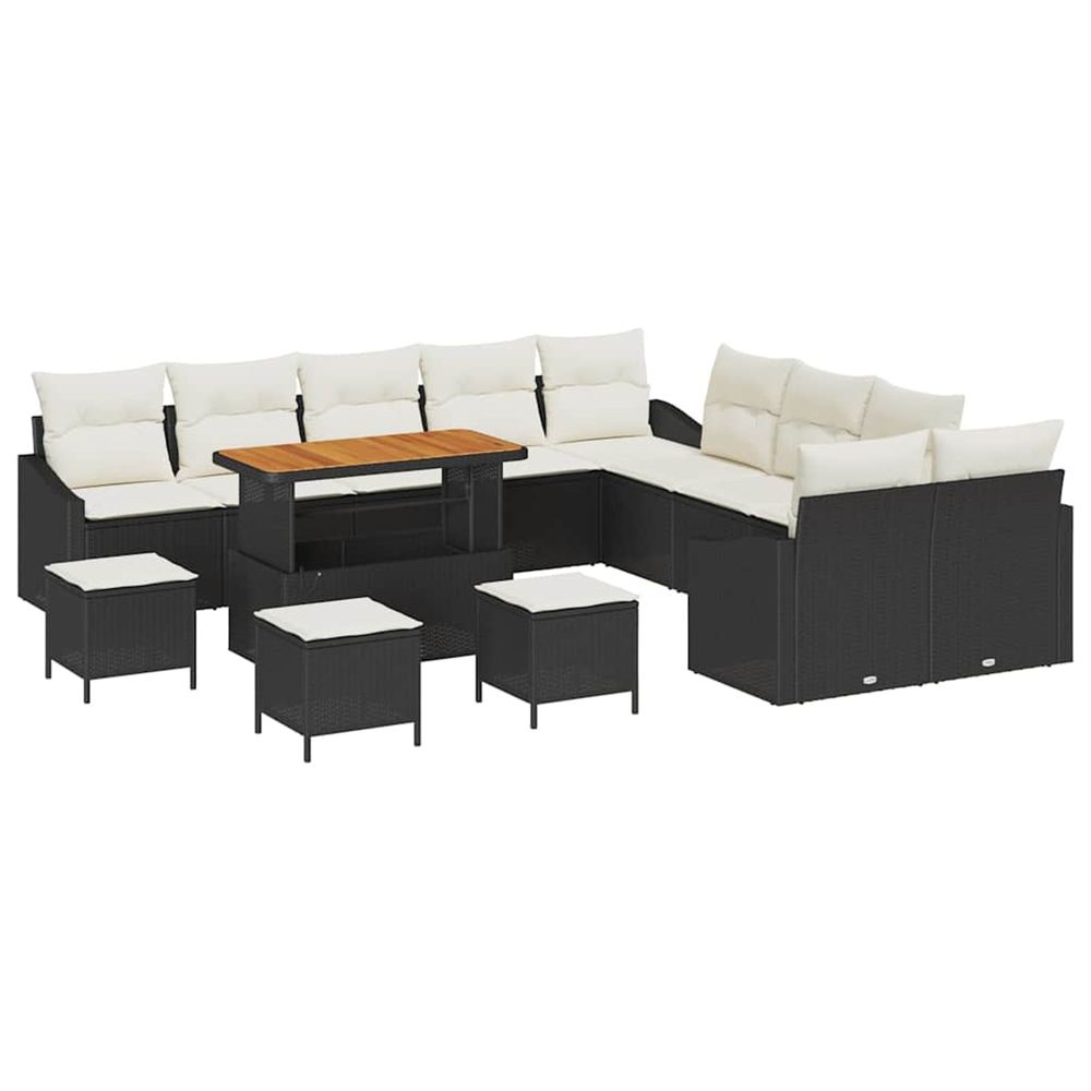 Ensemble de canapé de jardin 13 pcs noir poly rotin