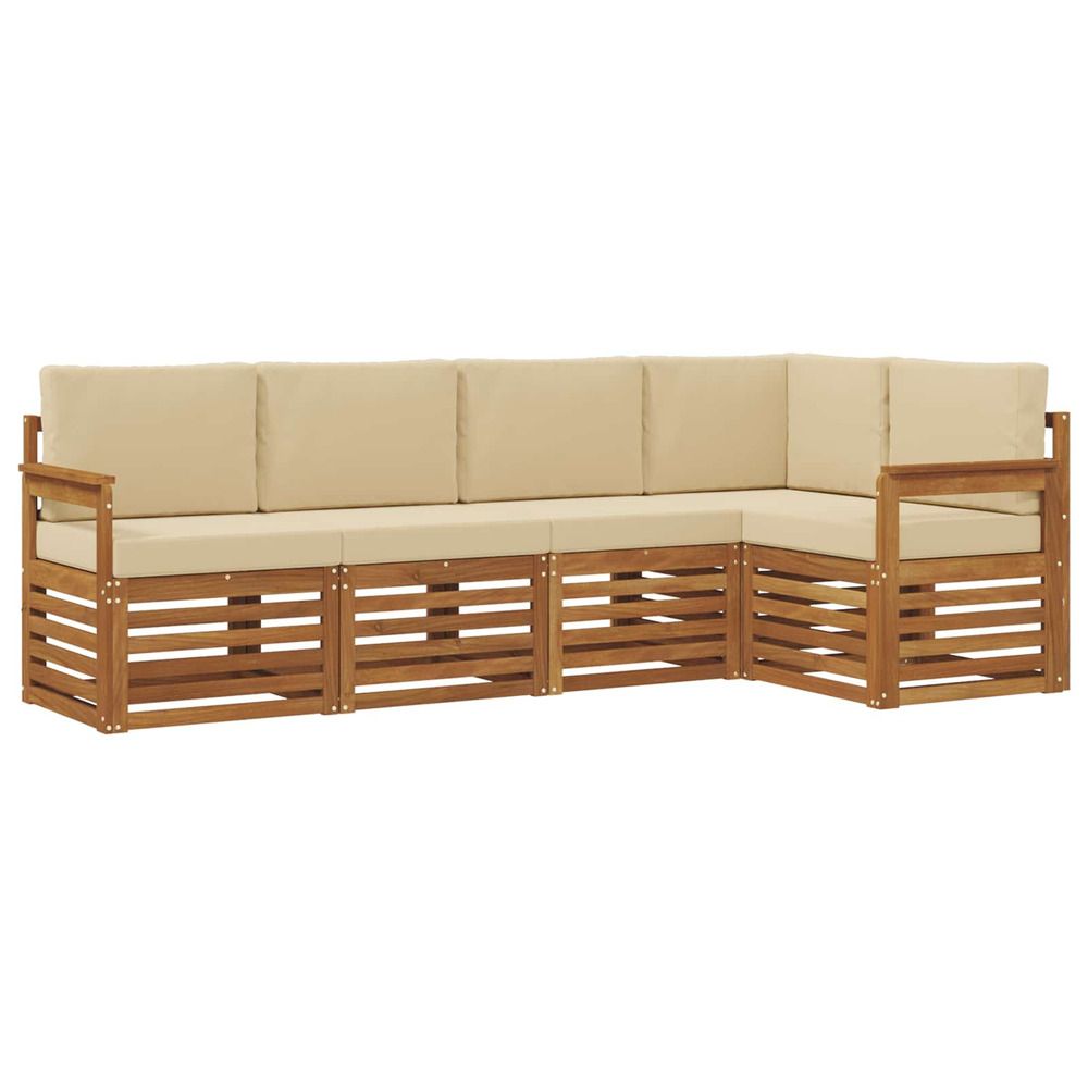 Ensemble de canapés d'extérieur 5 pc naturel et beige polyester