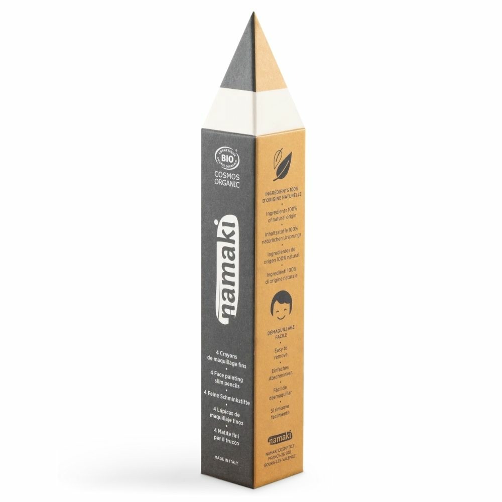 Kit 4 crayons de maquillage fins – or, argent, noir, blanc