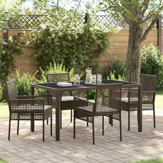Ensemble de salle à manger pour jardin 5 pcs marron polyrotin