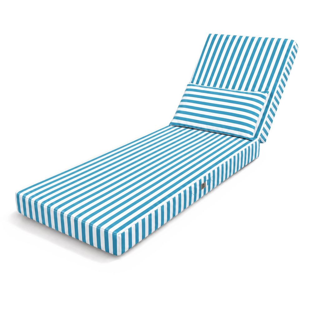 Coussin bain de soleil premium avec coussin - rayures turquoises