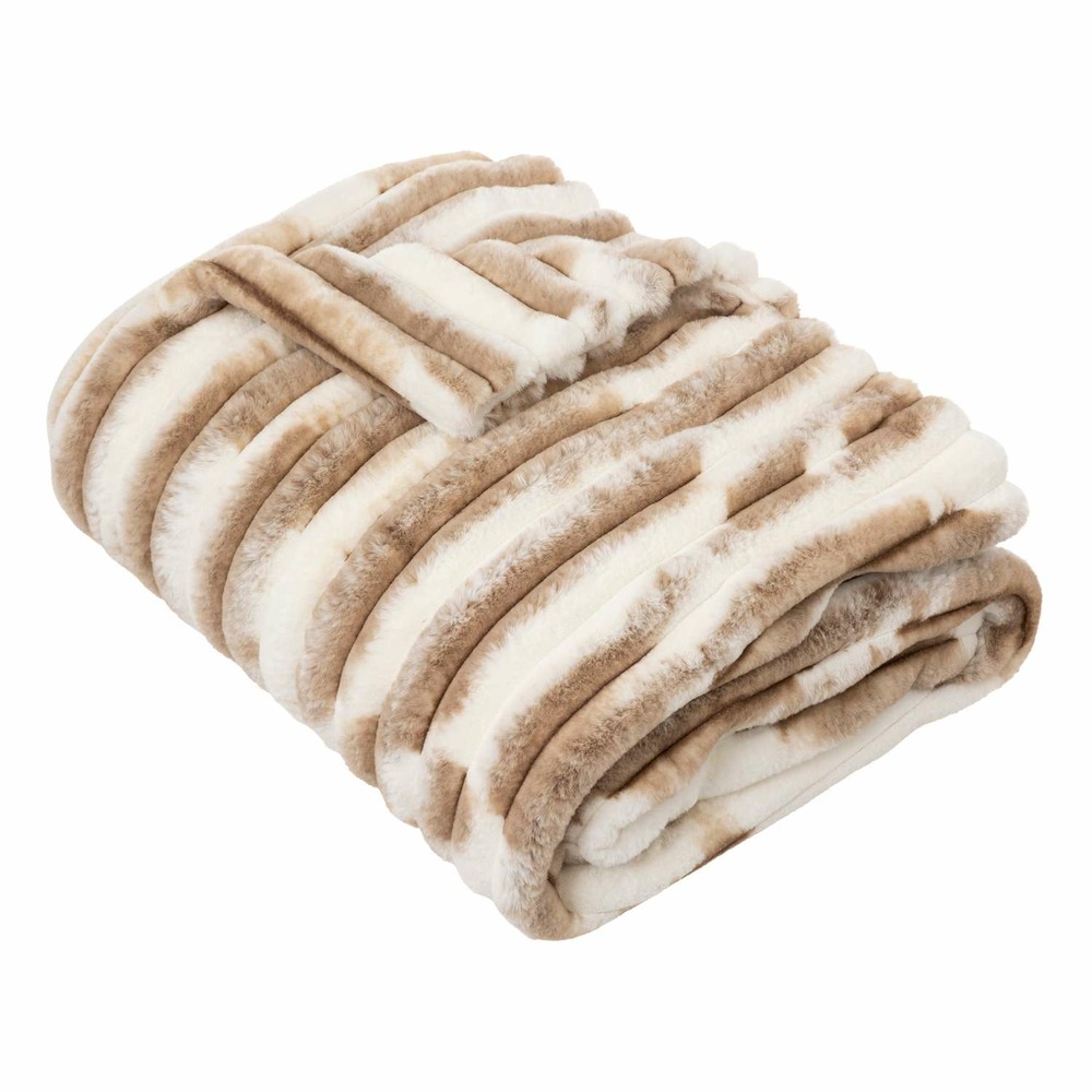 Plaid avoriaz imitation fourrure - 130 x 180 cm - marron et blanc