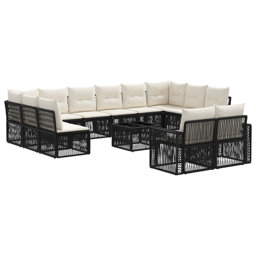 Ensemble de canapé de jardin 13 pc noir et blanc crème
