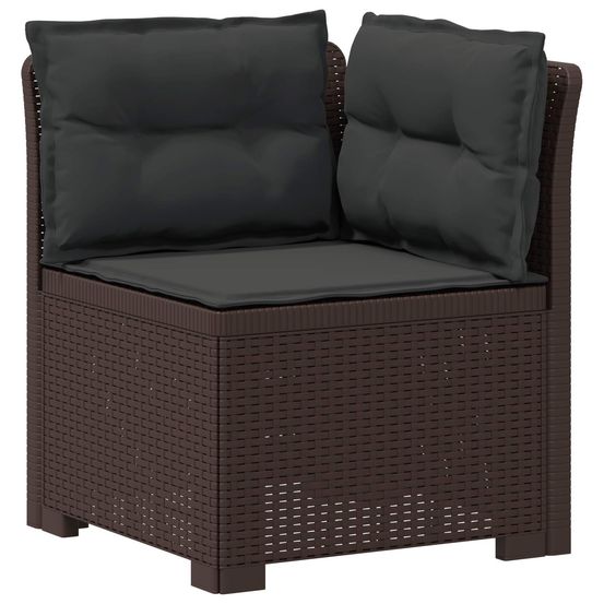 Canapé de jardin 1 place avec coussins look rotin pp marron