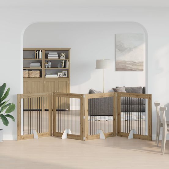 Barrière sécurité chien bois intérieur pliable 401x100cm chêne artisanal
