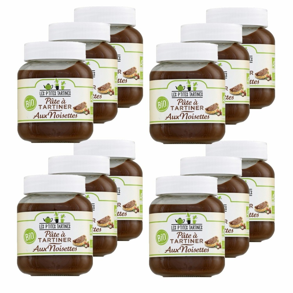 Lot 12x pâte à tartiner bio aux noisette - les p'tites tartines - pot 350g
