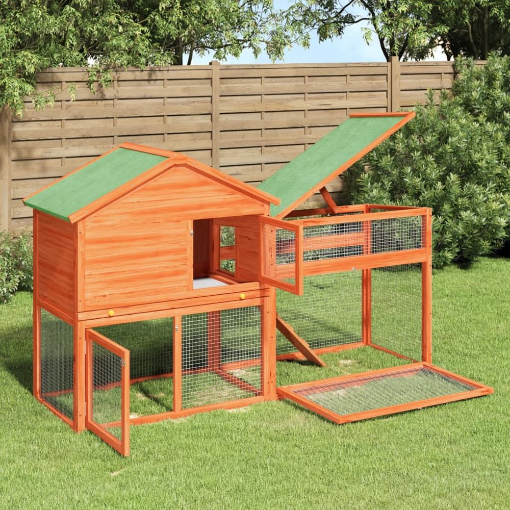 Clapier 2 niveaux bois pin massif extérieur centre activités 185x60x109cm marron
