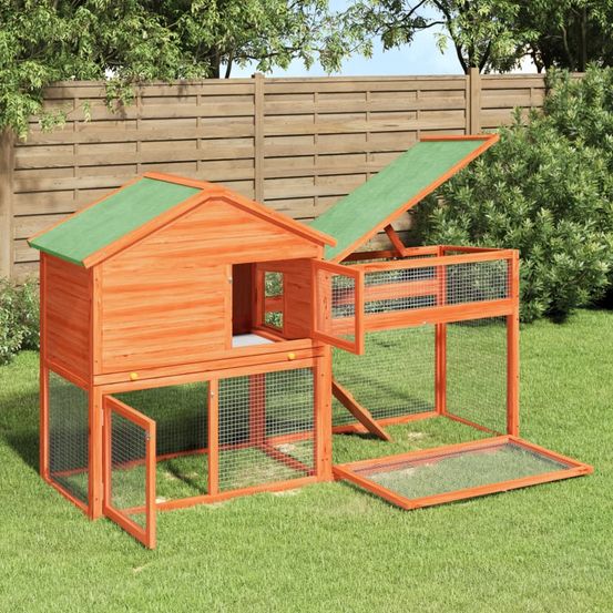 Clapier 2 niveaux bois pin massif extérieur centre activités 185x60x109cm marron