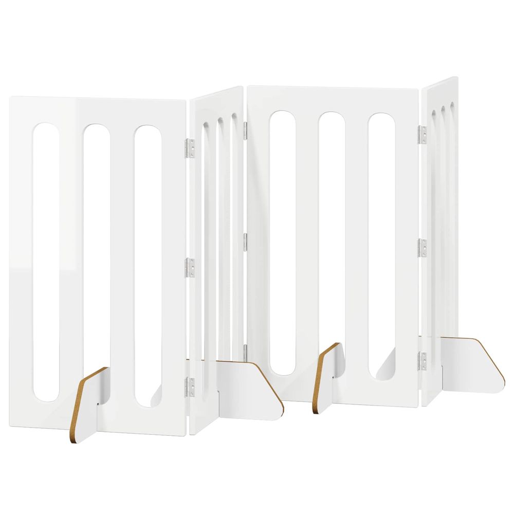Clôture pliable pour animaux 4 pc blanc brillant