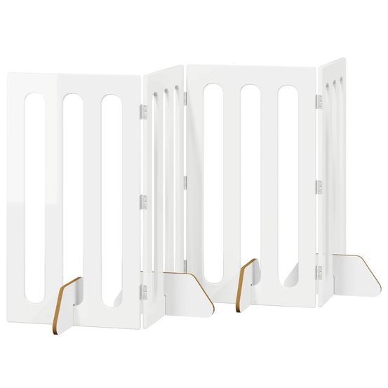 Clôture pliable pour animaux 4 pc blanc brillant