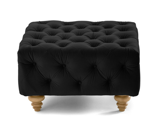 Walter - pouf chesterfield en velours - pieds bois