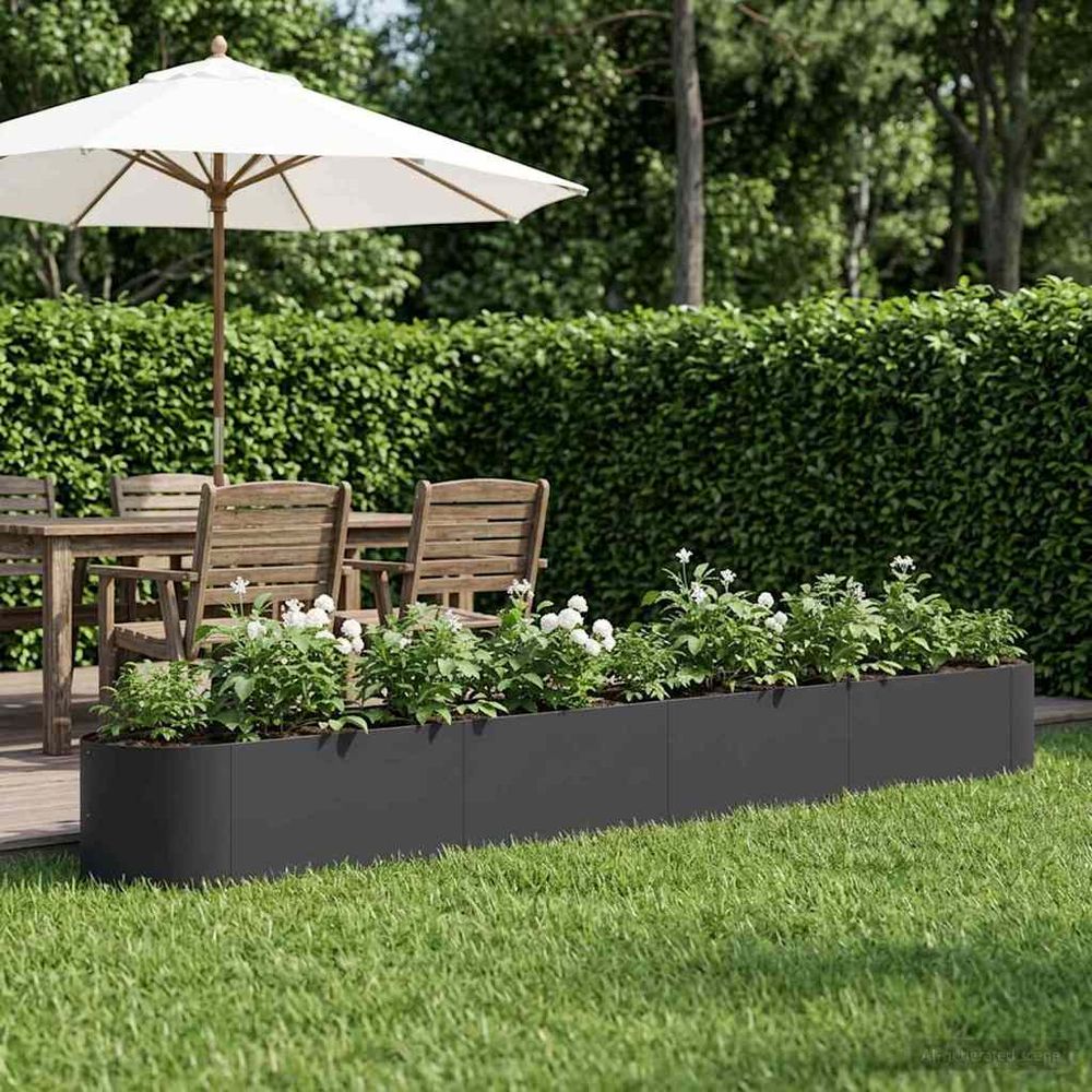 Carré potager surélevé acier jardin urbain fond ouvert 380x40x40cm noir