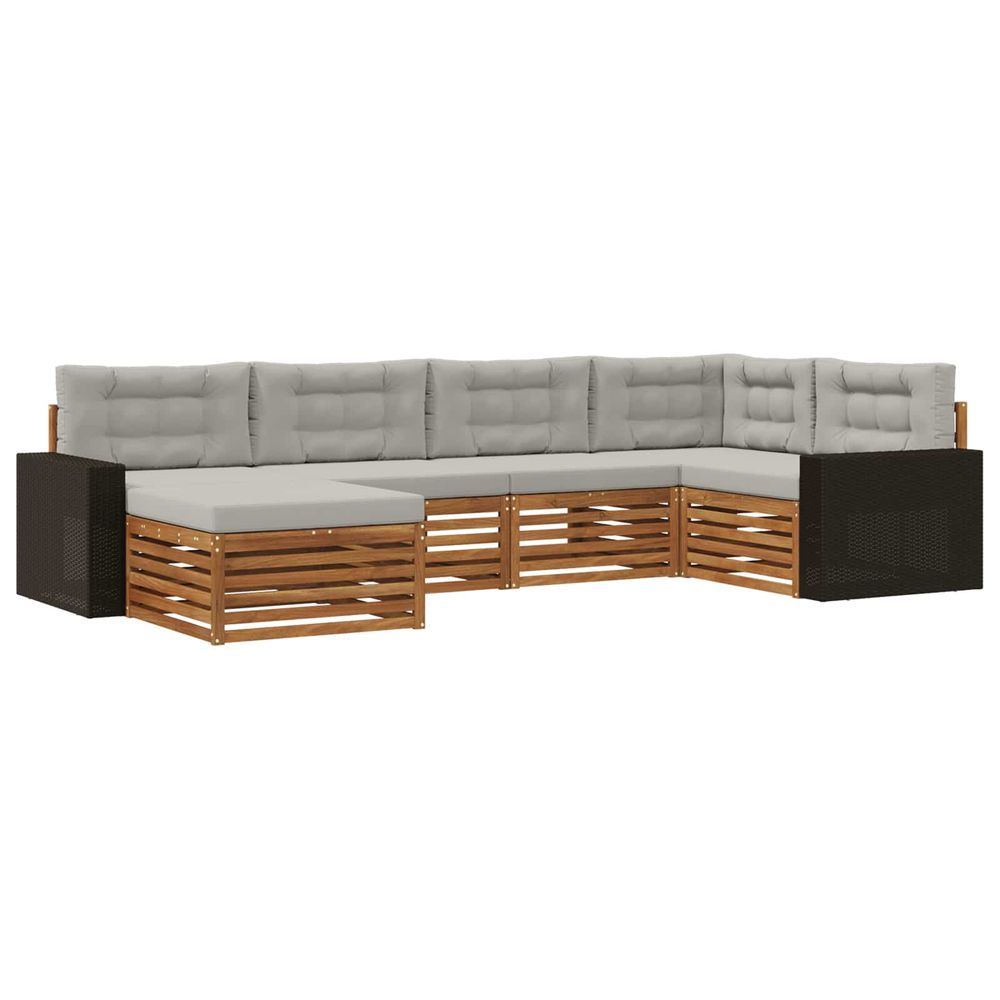 Ensemble de canapés d'extérieur 6 pc naturel et gris clair