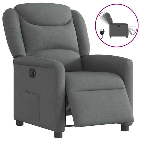 Fauteuil inclinable électrique gris foncé tissu