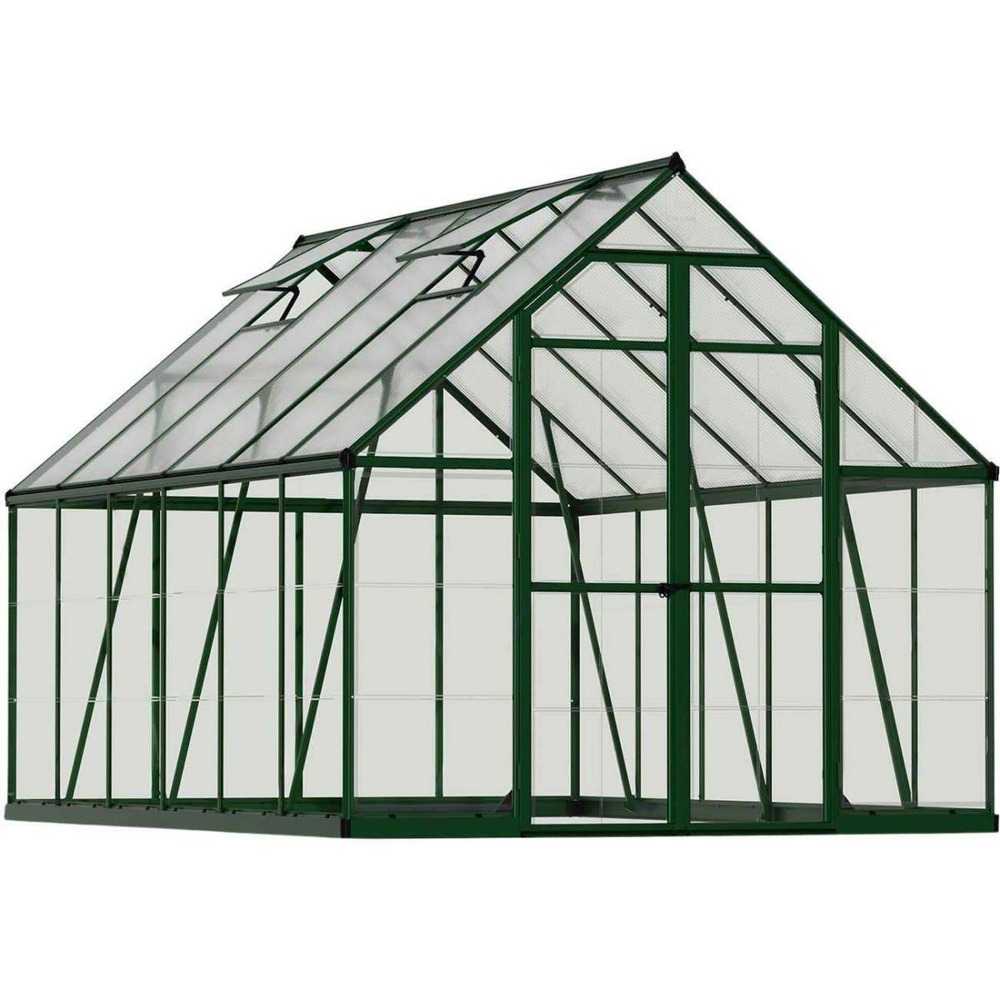 Serre de jardin en aluminium vert et polycarbonate balance 9m²