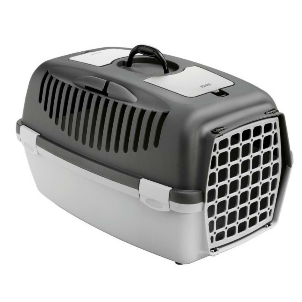 Cage gulliver 2, gris, taille 36 x 55 x 35 cm, transport pour chien max 8 k