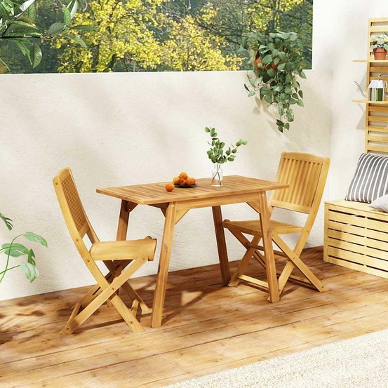 Ensemble de balcon 3 pcs bois d'acacia solide