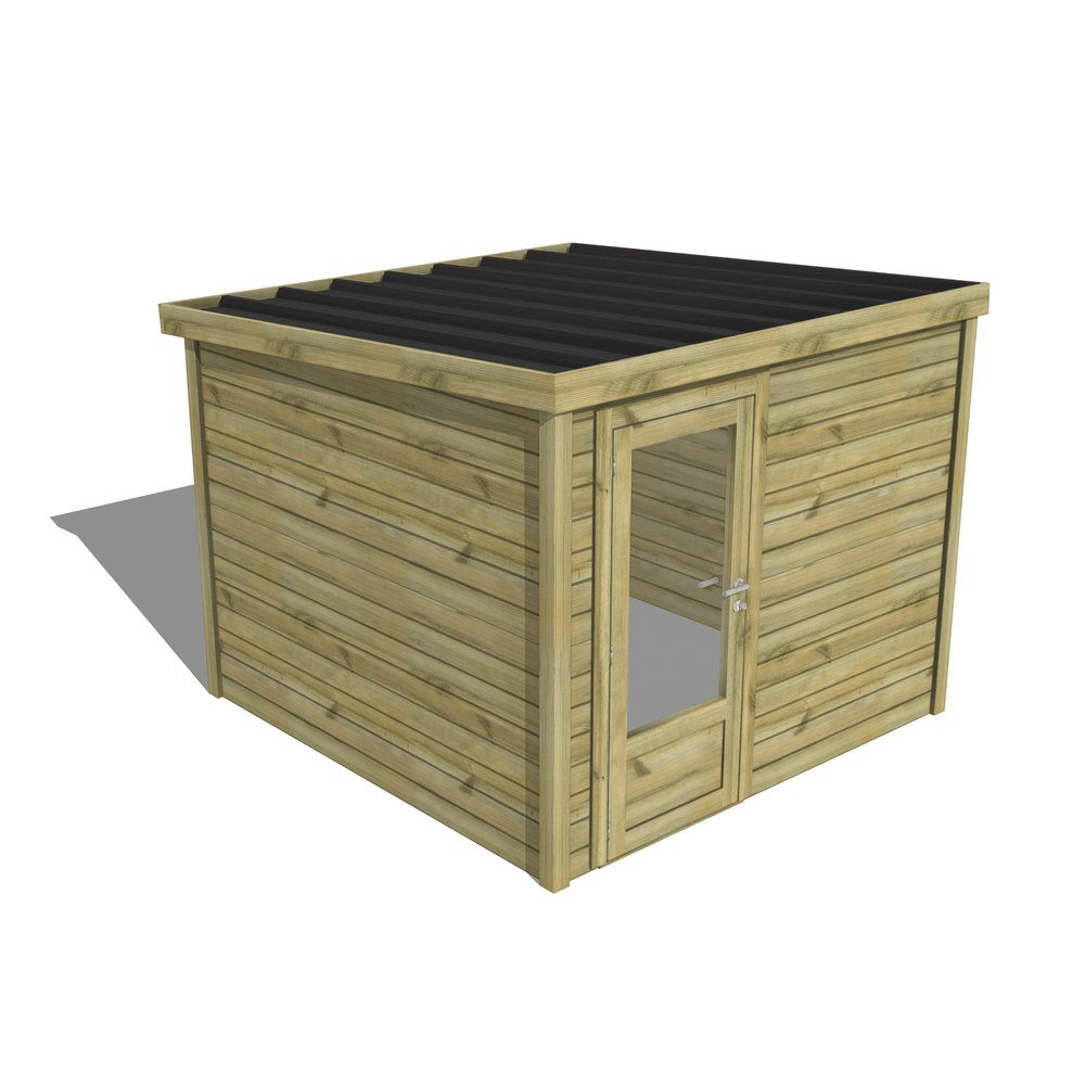 Abri de jardin bois pin traité autoclave 27mm - essentiel - 2,64x2,64m / 7m2 - bac acier - abri français