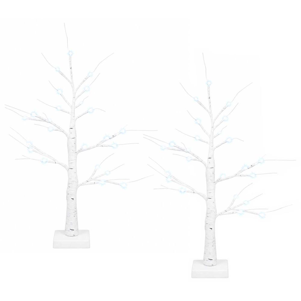 Arbre de noël bouleau à led 2 pc blanc 10 x 10 x 58 cm