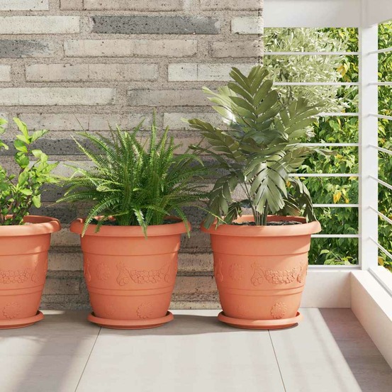 Plateau à fleurs rond 6 pcs rouge brique ø 21,5 x 2,5 cm