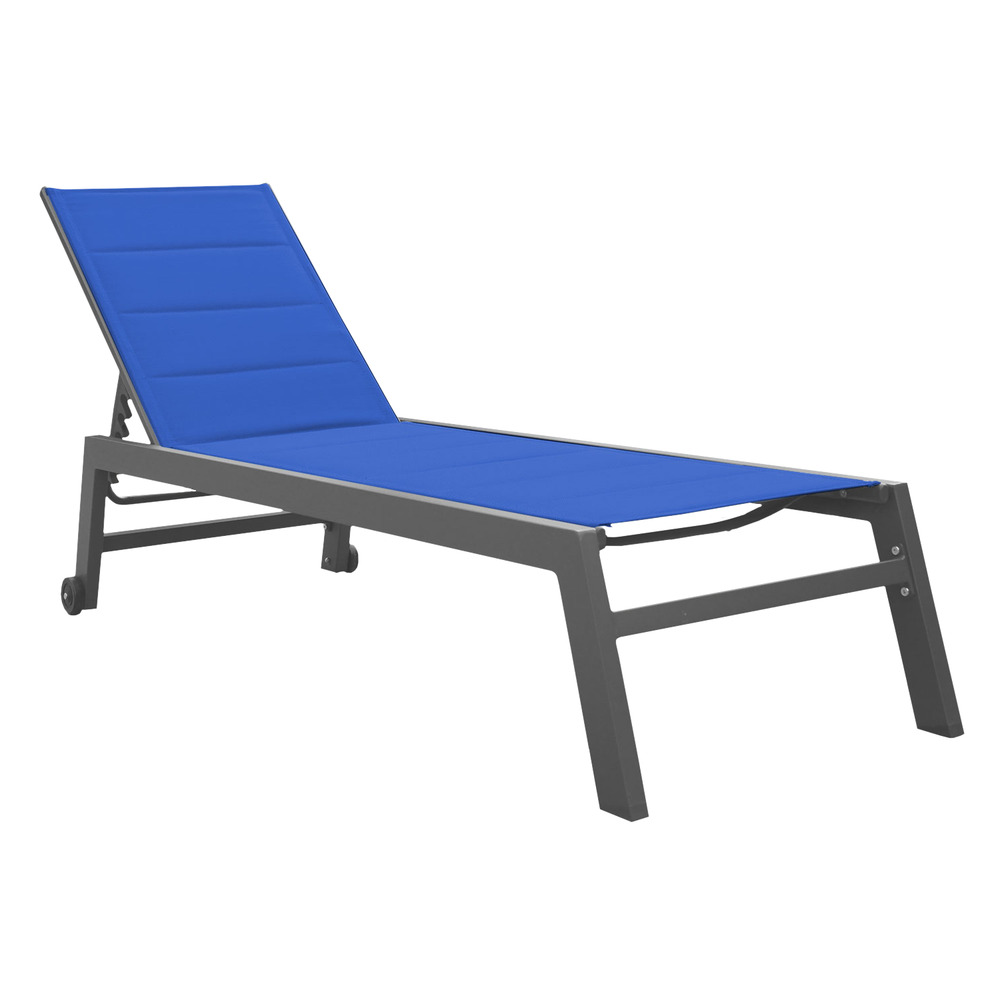 Bain de soleil barbados en textilène bleu foncé - aluminium anthracite