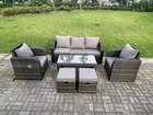 Ensemble de meubles de jardin en rotin ave canapé table basse chaises inclinable 2 tabourets mélange gris foncé