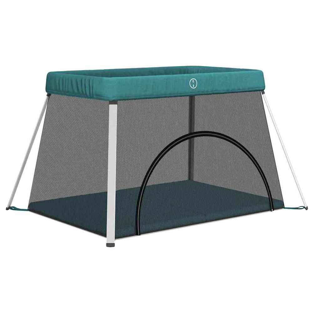 Parc pour bébé avec matelas vert tissu de lin