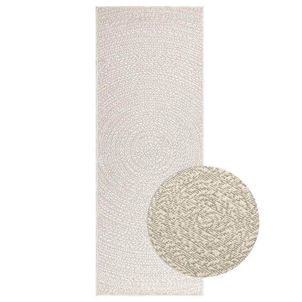 Tapis zizur crème 80x200 cm aspect de jute intérieur extérieur